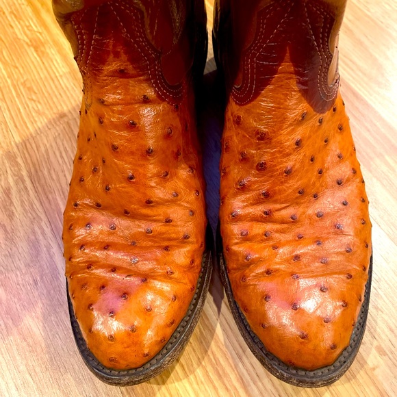 Nocona Genuine Exotic Full Quill Ostrich and Leather Men’s Cowboy Boots. - Picture 1 of 15
